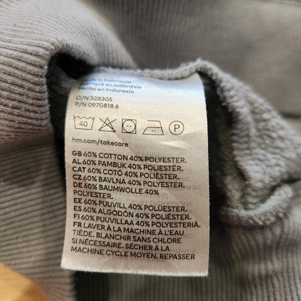 🟣 Sz S H&M Relaxed Fit Cotton Blend Stone Grey Sweater - Picture 5 of 5